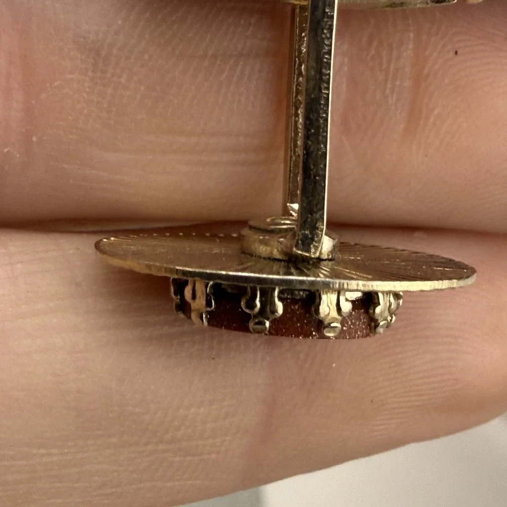 Vintage Goldstone‎ Cufflinks Gold Tone
